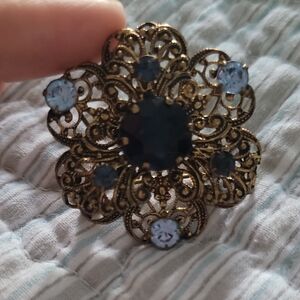 CZECHOSLOVAKIA FILIGREE  RHINESTONE BROOCH